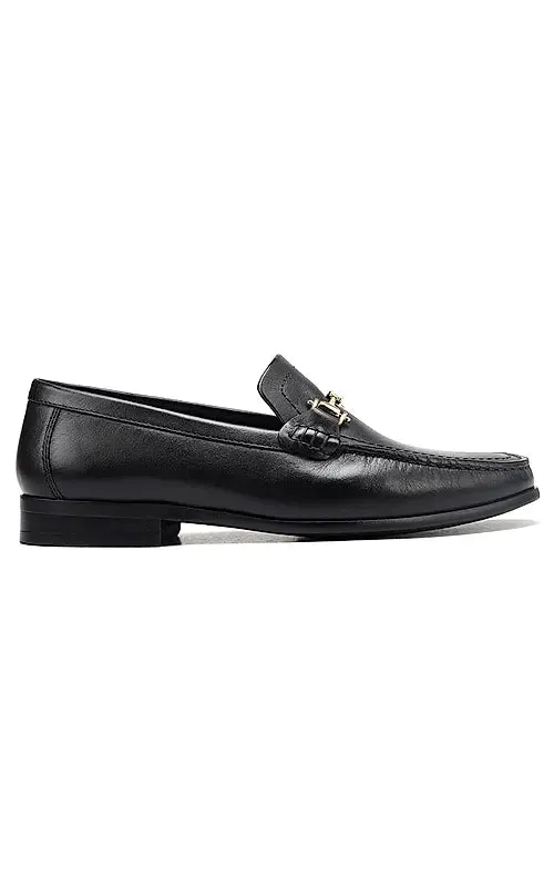 Black Heel Moccasins With Metal Buckle