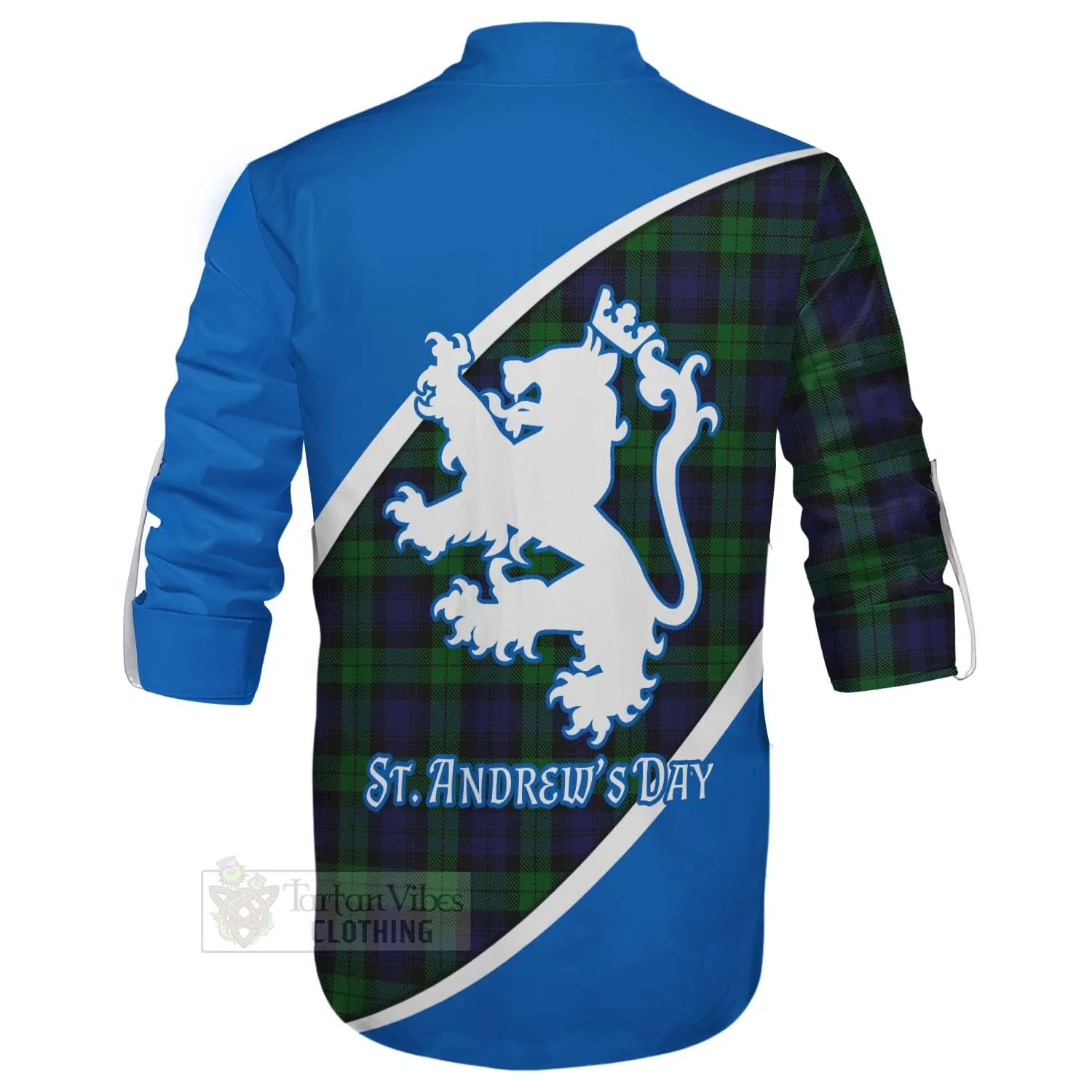 Black Watch Family Crest Tartan Ghillie Kilt Shirt Celebrate Saint Andrew's Day in Style