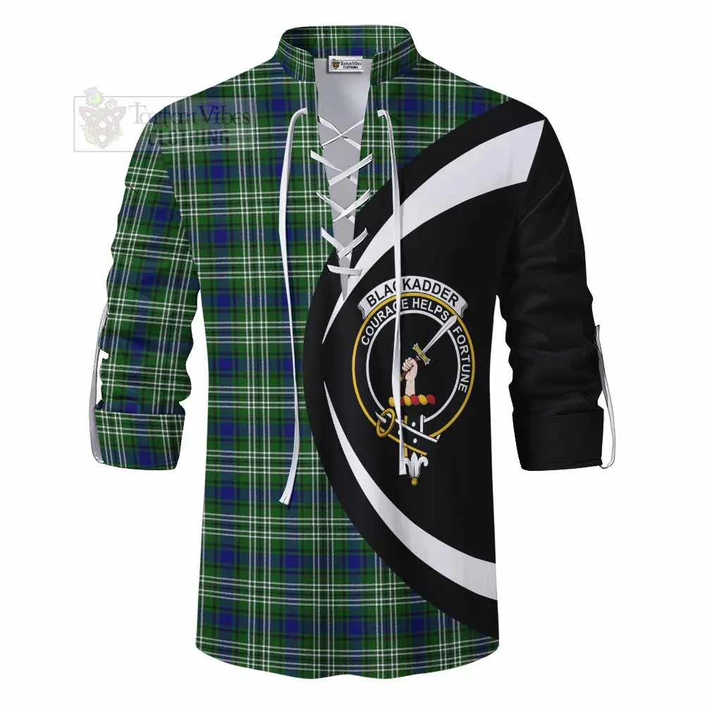 Blackadder Tartan Ghillie Kilt Shirt with Family Crest Circle Style