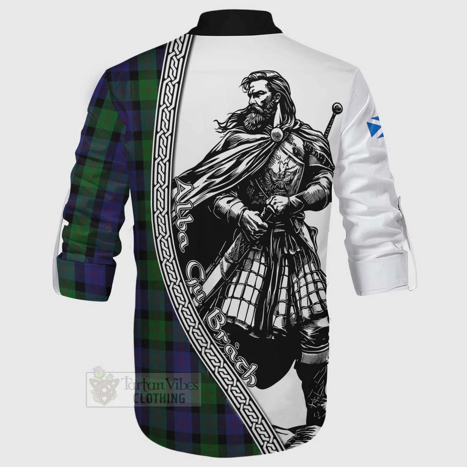 Blair Tartan Clan Crest Ghillie Kilt Shirt with Highlander Warrior Celtic Style