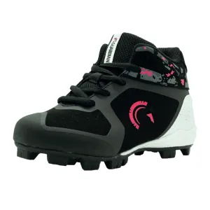 Blaze Youth Hi Top Rubber Molded Baseball and Softball Cleats (Black/Highlighter Pink)