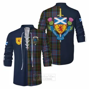 Bowie Tartan Ghillie Kilt Shirt Alba with Scottish Lion Royal Arm Half Style