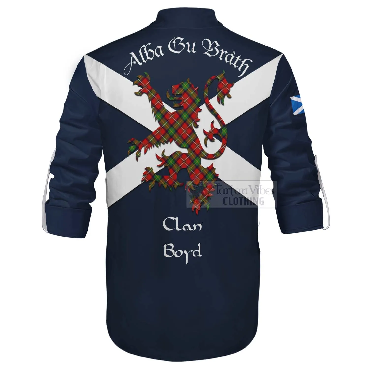 Boyd Tartan Lion Rampant Ghillie Kilt Shirt Proudly Display Your Heritage with Alba Gu Brath and Clan Name