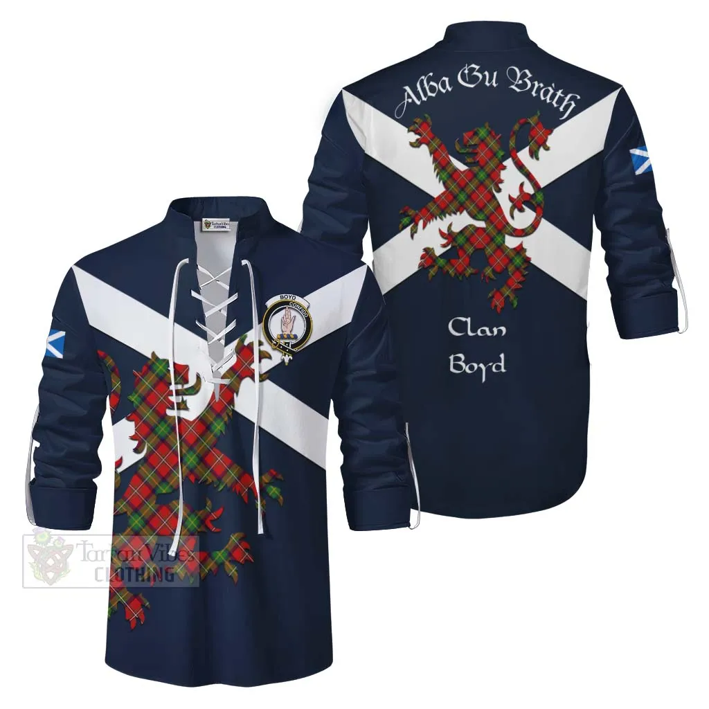 Boyd Tartan Lion Rampant Ghillie Kilt Shirt Proudly Display Your Heritage with Alba Gu Brath and Clan Name