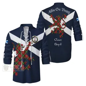 Boyd Tartan Lion Rampant Ghillie Kilt Shirt Proudly Display Your Heritage with Alba Gu Brath and Clan Name