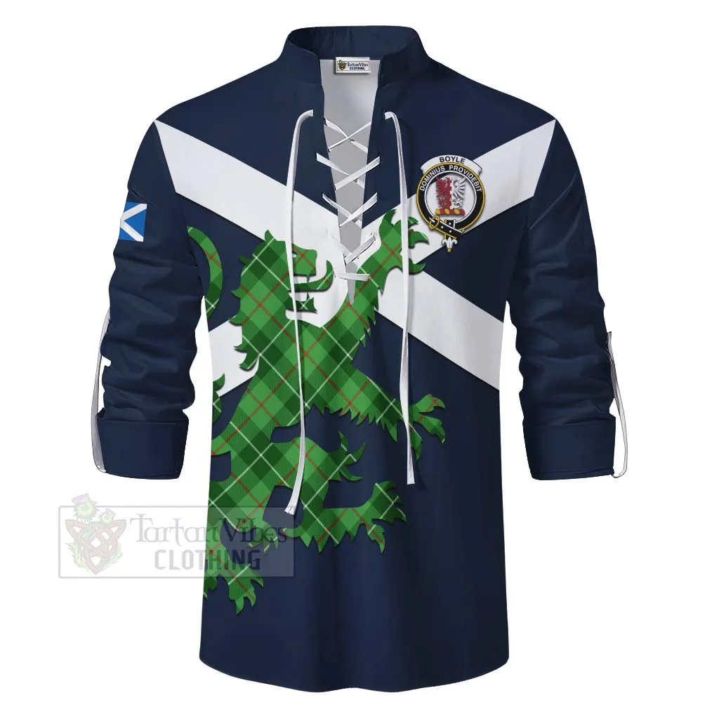 Boyle Tartan Lion Rampant Ghillie Kilt Shirt Proudly Display Your Heritage with Alba Gu Brath and Clan Name