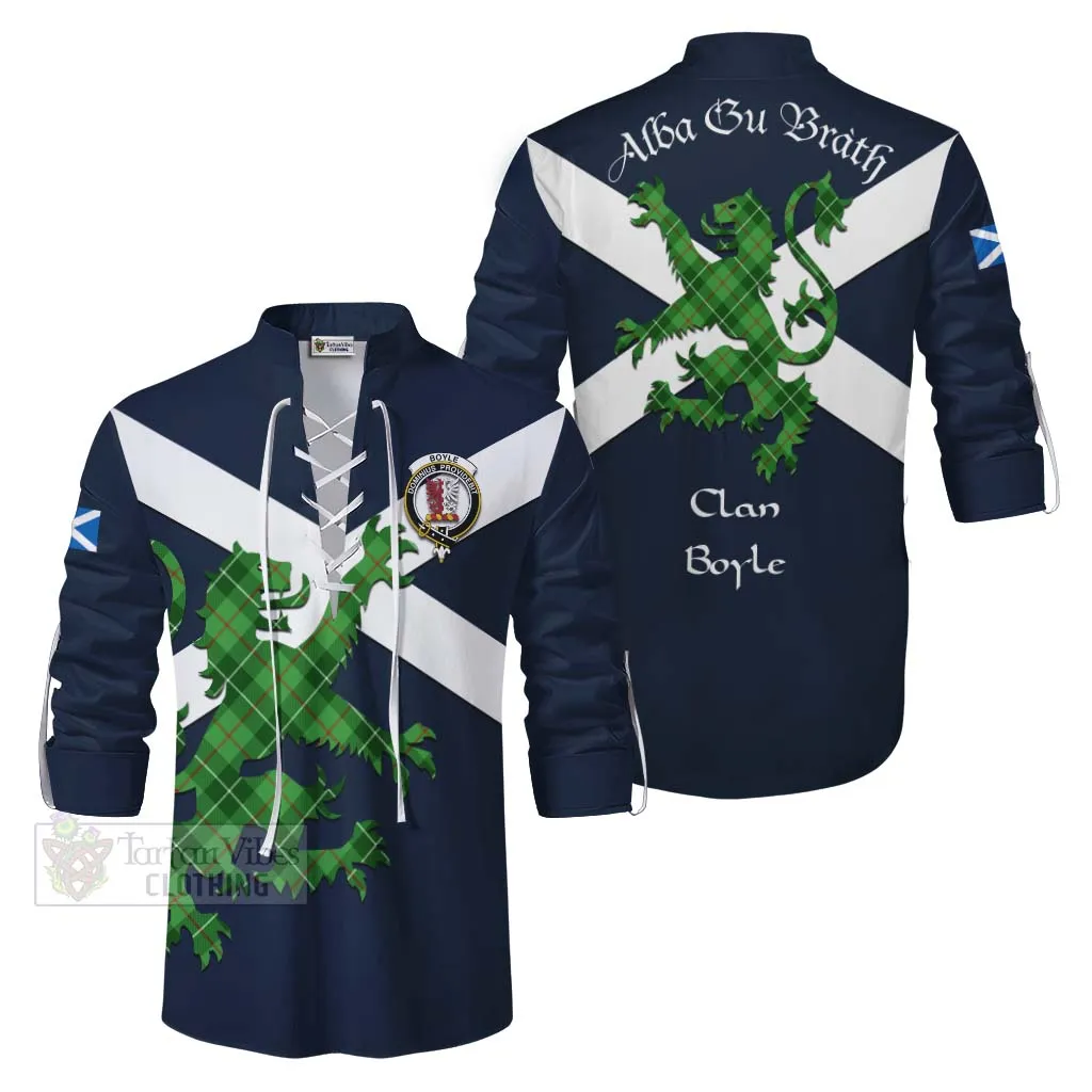 Boyle Tartan Lion Rampant Ghillie Kilt Shirt Proudly Display Your Heritage with Alba Gu Brath and Clan Name