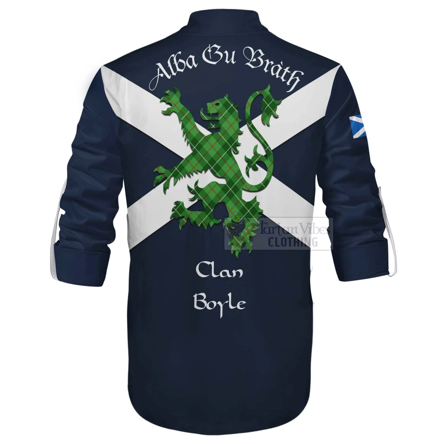 Boyle Tartan Lion Rampant Ghillie Kilt Shirt Proudly Display Your Heritage with Alba Gu Brath and Clan Name