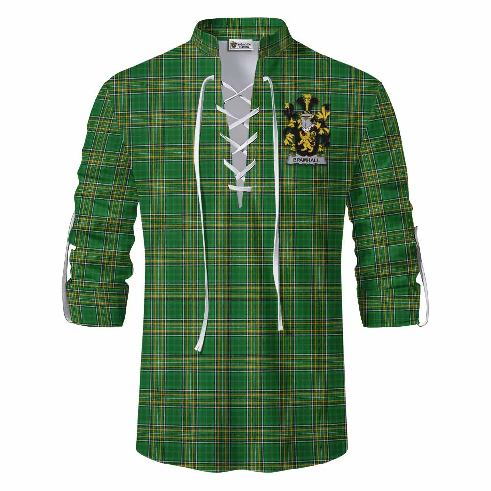 Bramhall Irish Clan Tartan Ghillie Kilt Shirt with Coat of Arms