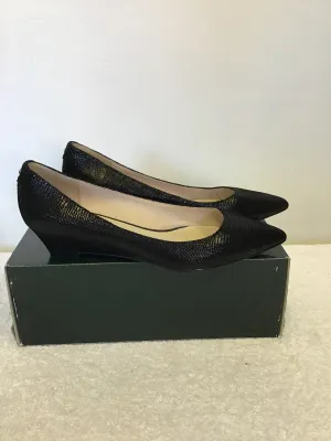 BRAND NEW MODA IN PELLE BLACK SHIMMER LOW WEDGE HEELS SIZE 4/37