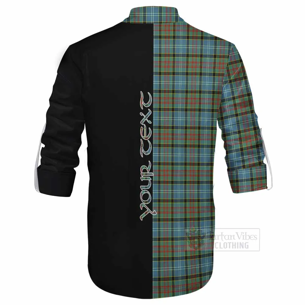 Brisbane Tartan Ghillie Kilt Shirt with Family Crest and Half Of Me Style
