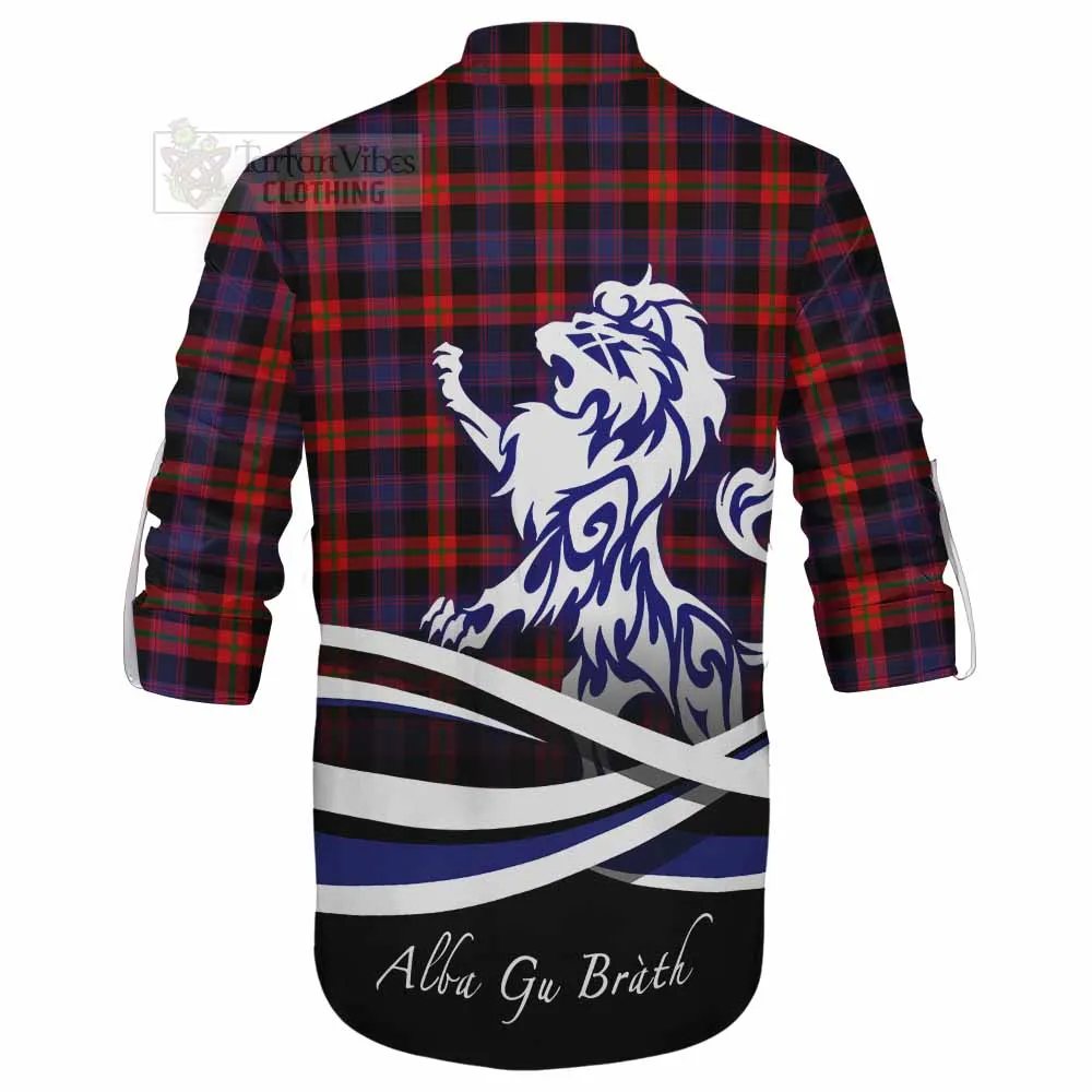 Brown (Broun) Tartan Ghillie Kilt Shirt with Alba Gu Brath Regal Lion Emblem