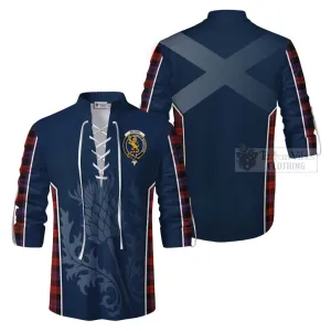 Brown (Broun) Tartan Ghillie Kilt Shirt with Family Crest and Scottish Thistle Vibes Sport Style