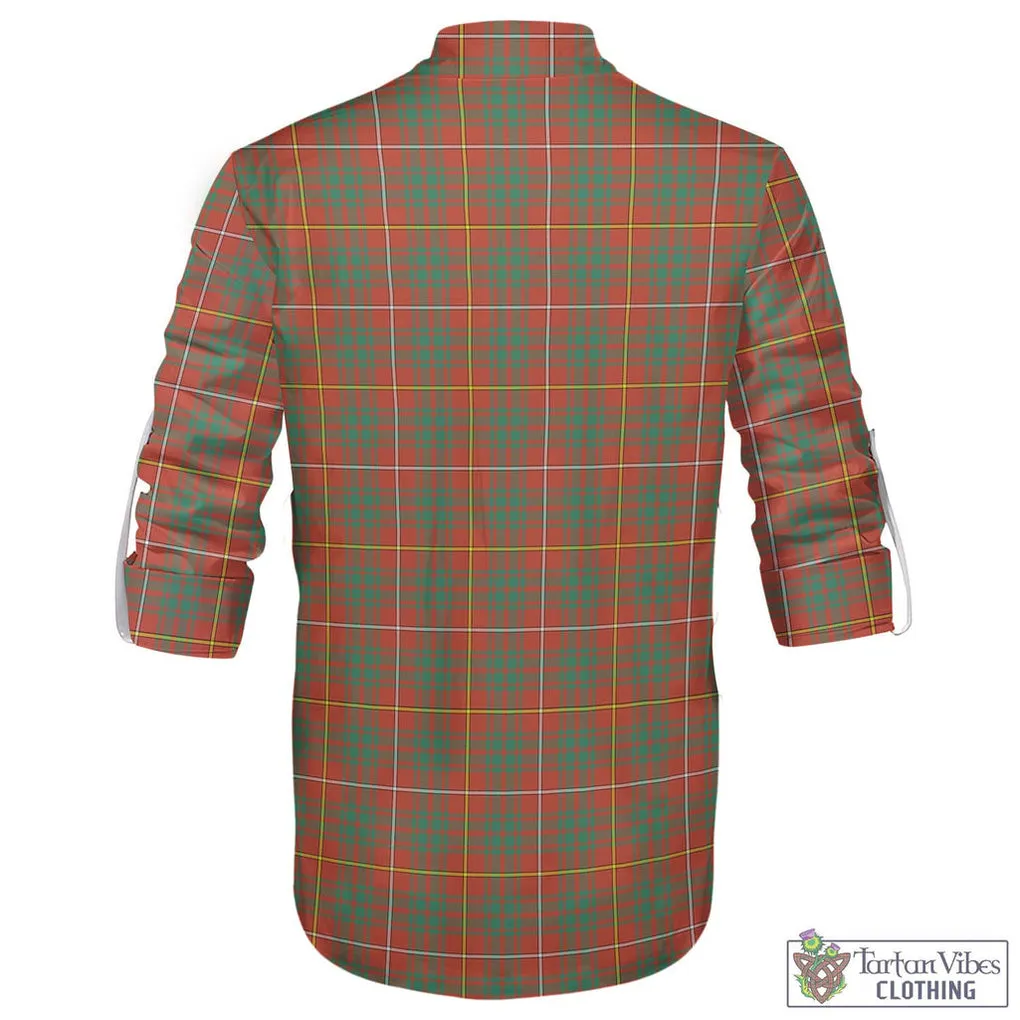 Bruce Ancient Tartan Men's Scottish Traditional Jacobite Ghillie Kilt Shirt with Family Crest
