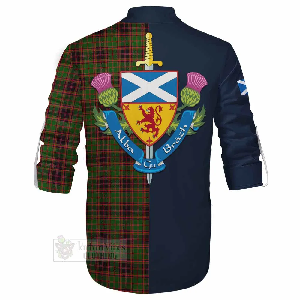 Buchan Tartan Ghillie Kilt Shirt Alba with Scottish Lion Royal Arm Half Style