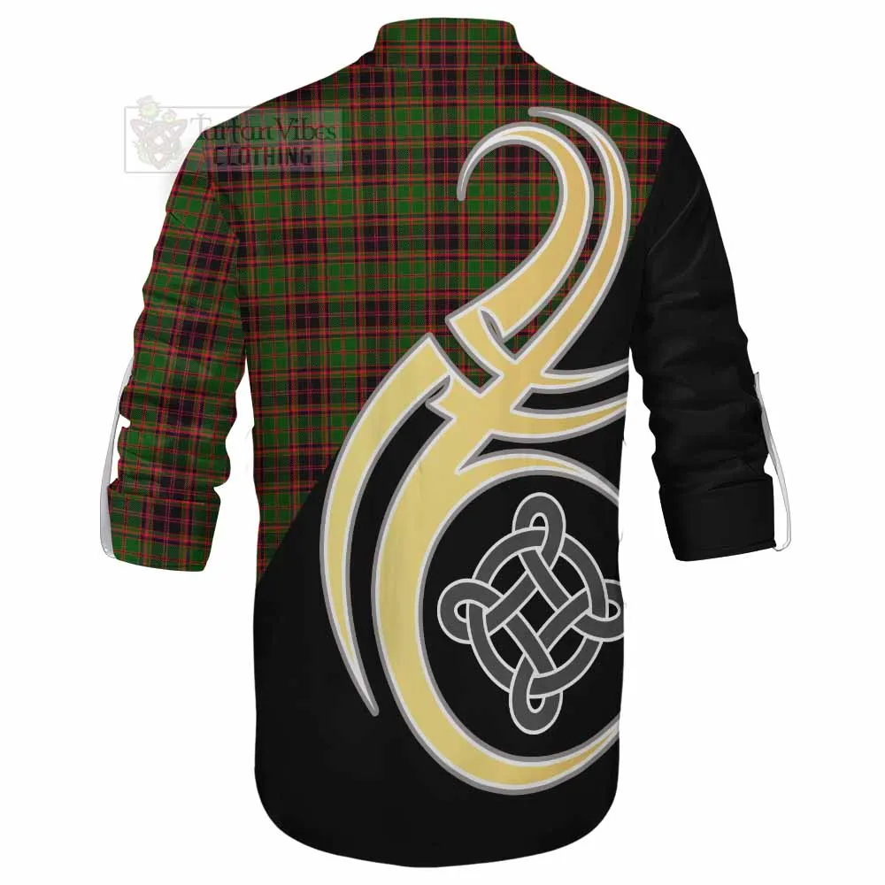 Buchan Tartan Ghillie Kilt Shirt with Family Crest and Celtic Symbol Style
