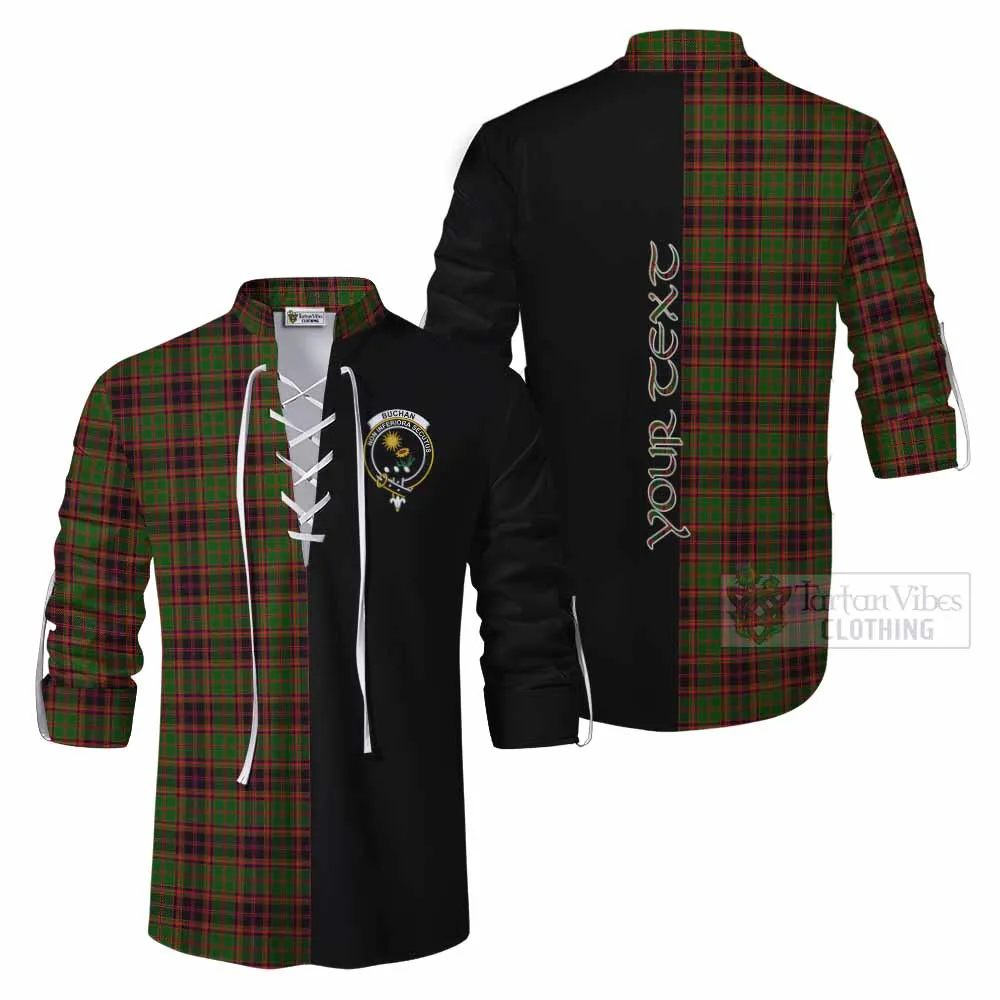 Buchan Tartan Ghillie Kilt Shirt with Family Crest and Half Of Me Style