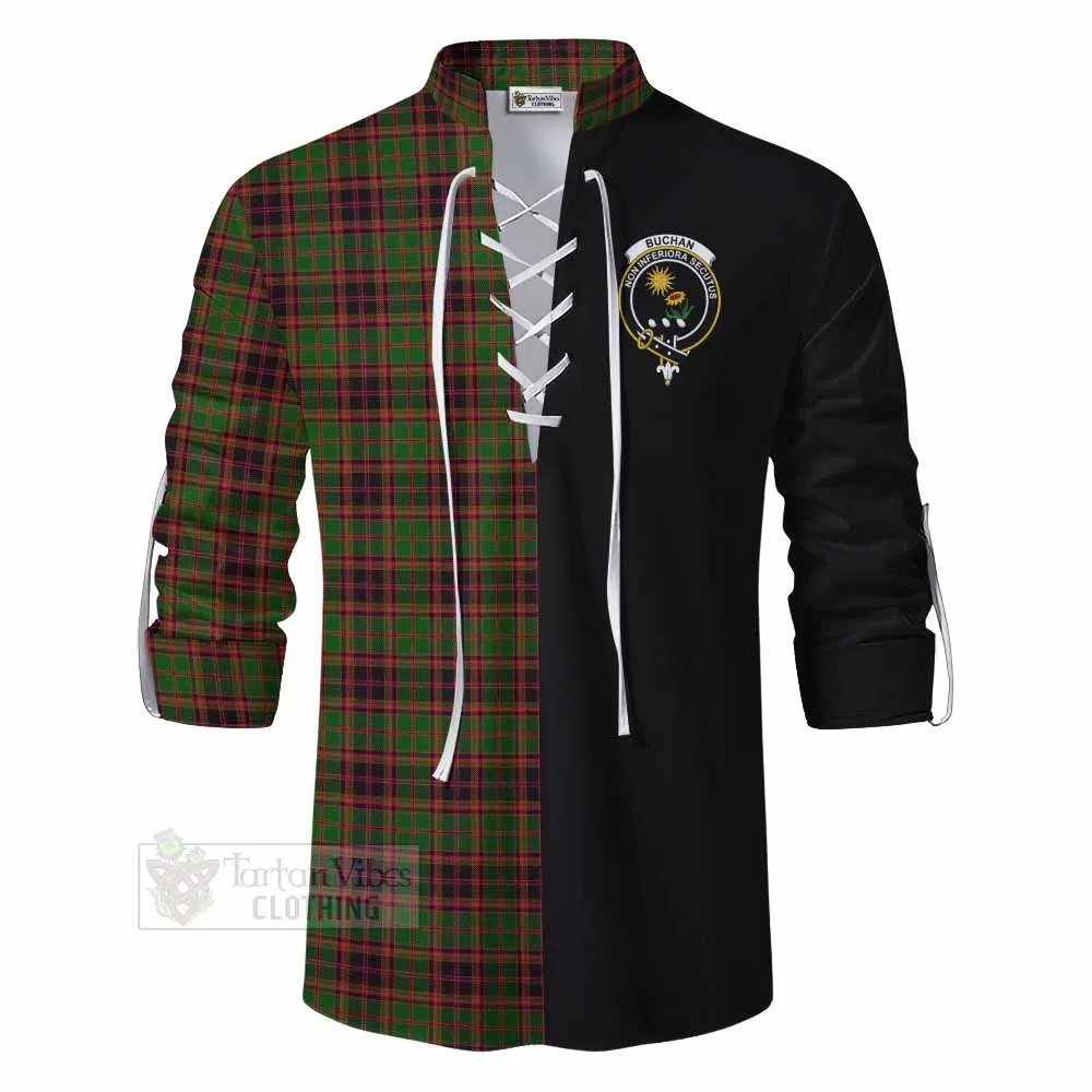Buchan Tartan Ghillie Kilt Shirt with Family Crest and Half Of Me Style