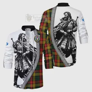 Buchanan Tartan Clan Crest Ghillie Kilt Shirt with Highlander Warrior Celtic Style