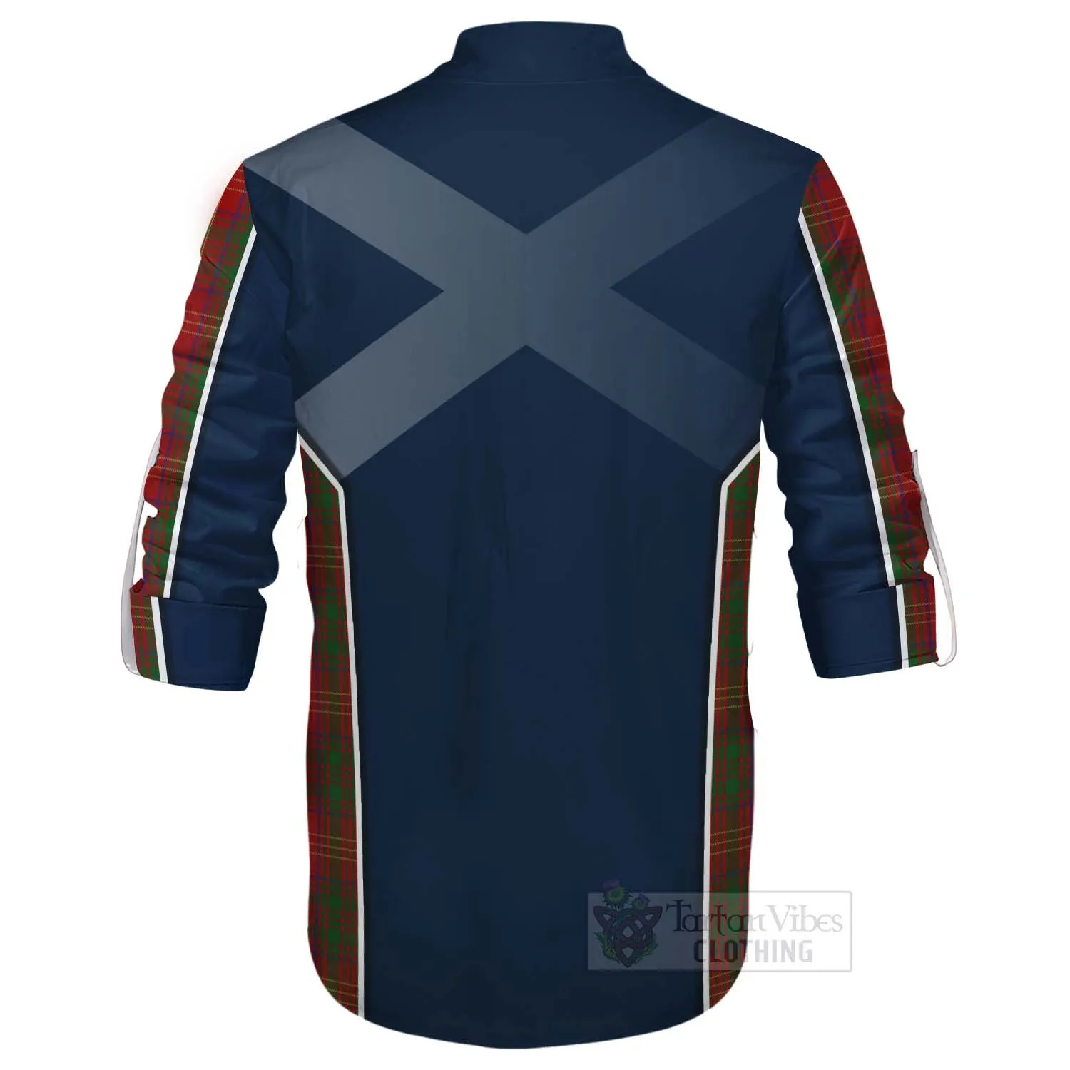 Burns Tartan Ghillie Kilt Shirt with Family Crest and Scottish Thistle Vibes Sport Style