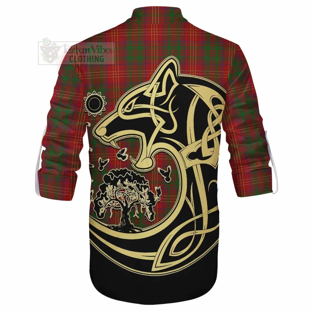 Burns Tartan Ghillie Kilt Shirt with Family Crest Celtic Wolf Style