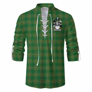 Burton Irish Clan Tartan Ghillie Kilt Shirt with Coat of Arms