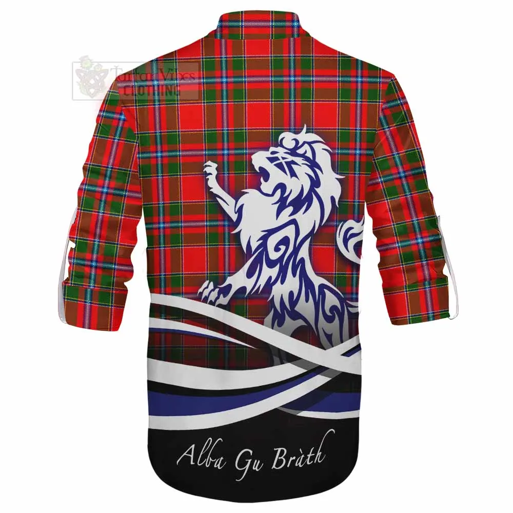 Butter Tartan Ghillie Kilt Shirt with Alba Gu Brath Regal Lion Emblem