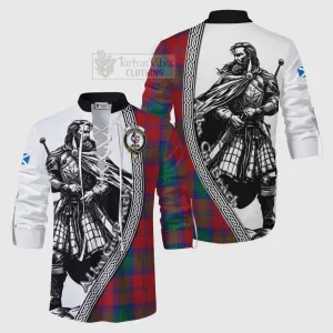 Byres (Byses) Tartan Clan Crest Ghillie Kilt Shirt with Highlander Warrior Celtic Style