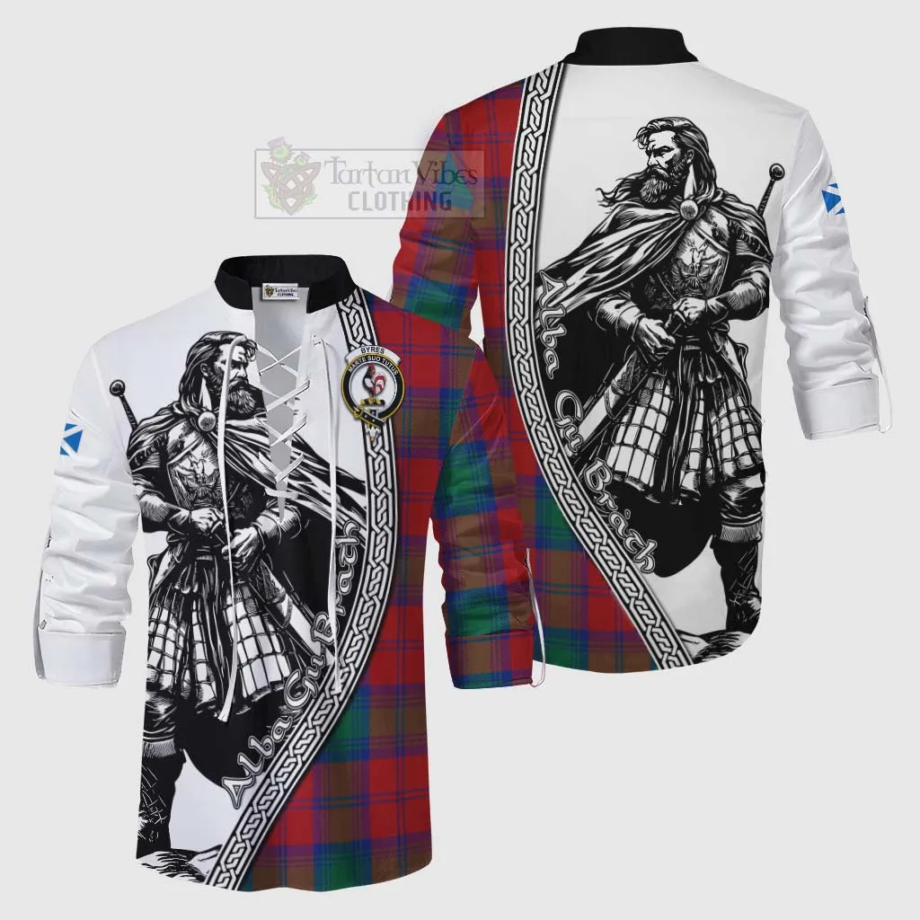 Byres (Byses) Tartan Clan Crest Ghillie Kilt Shirt with Highlander Warrior Celtic Style