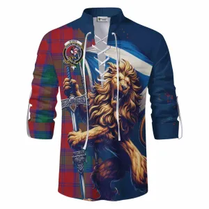 Byres (Byses) Tartan Family Crest Ghillie Kilt Shirt with Scottish Majestic Lion