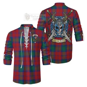 Byres (Byses) Tartan Ghillie Kilt Shirt with Family Crest Celtic Skull Style