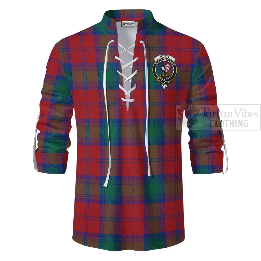 Byres (Byses) Tartan Ghillie Kilt Shirt with Family Crest Celtic Skull Style