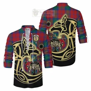 Byres (Byses) Tartan Ghillie Kilt Shirt with Family Crest Celtic Wolf Style