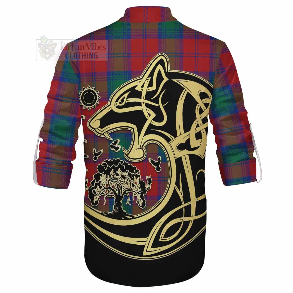 Byres (Byses) Tartan Ghillie Kilt Shirt with Family Crest Celtic Wolf Style