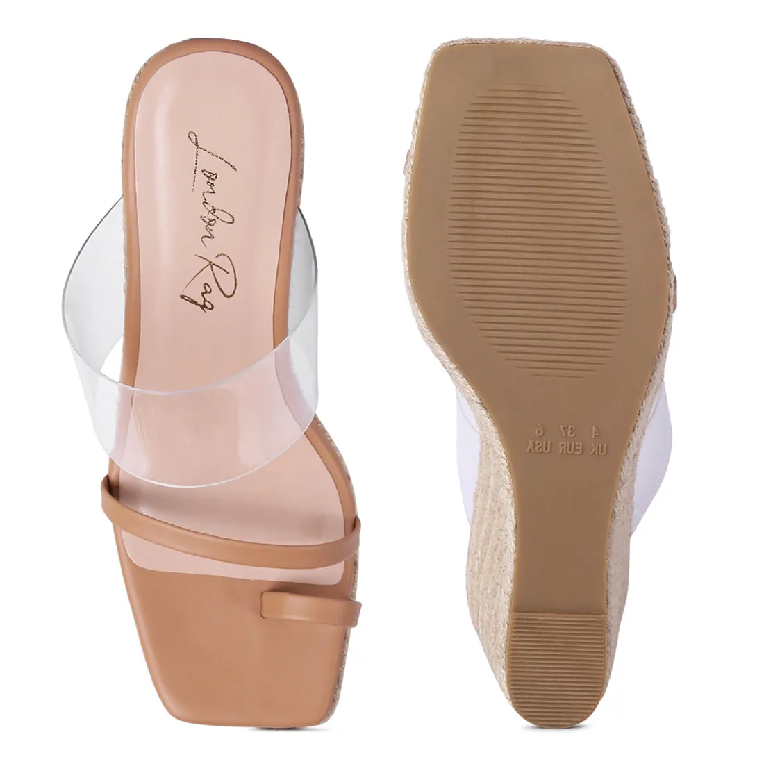 Camel Toe Ring Espadrilles Wedge Sandals