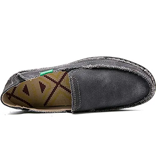 CASMAG Men Canvas Shoes Washed Comfort Casual Moccasins Driving Penny Slip On Loafers Grey 2 US 8.5 M