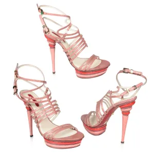 Cesare Paciotti Women's Designer Shoes Snake Print Pink High-Heel Platforms (CPW567)