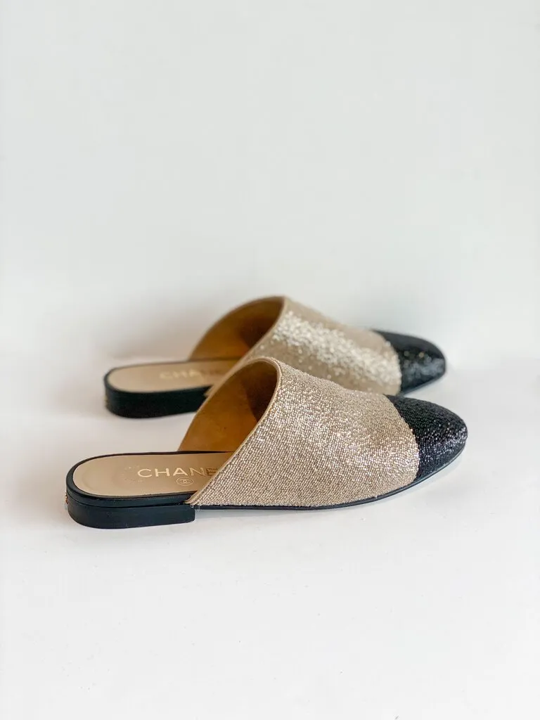 Chanel Glitter Mules