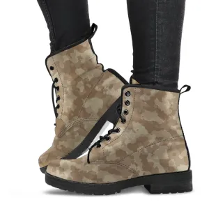 Combat Boots - Brown Camouflage | Boho Shoes, Handmade Lace Up Boots, Vegan Leather Lace Up Boots, 90s Boots, 2000s Boots, Hipster Boots