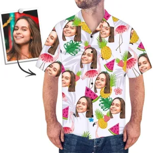 Custom Hawaiian Shirt - Flamingo & Fruit