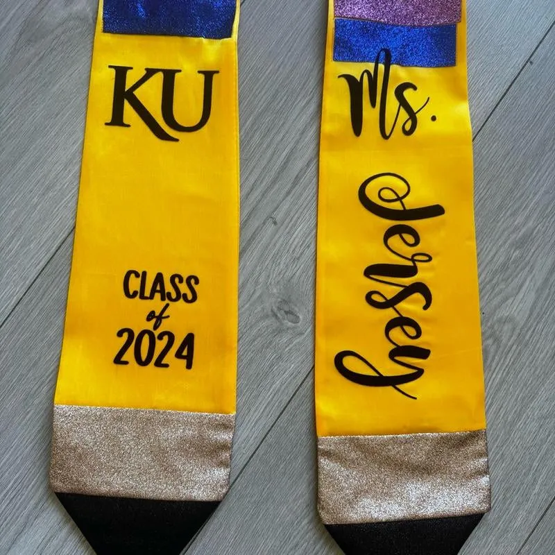 Custom Pencil Glitter Graduation Stoles