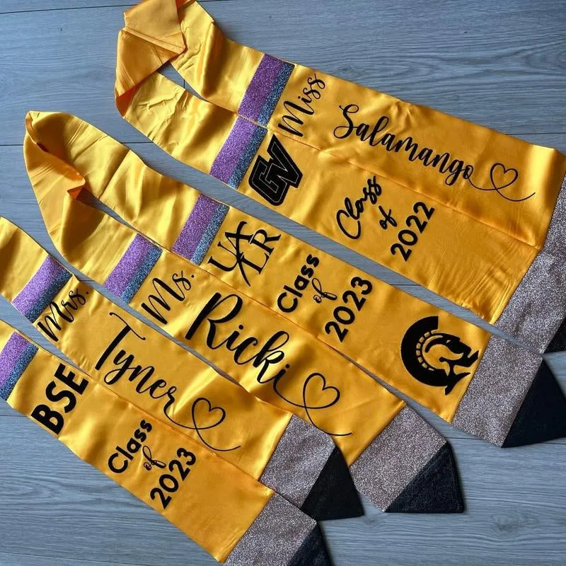 Custom Pencil Glitter Graduation Stoles