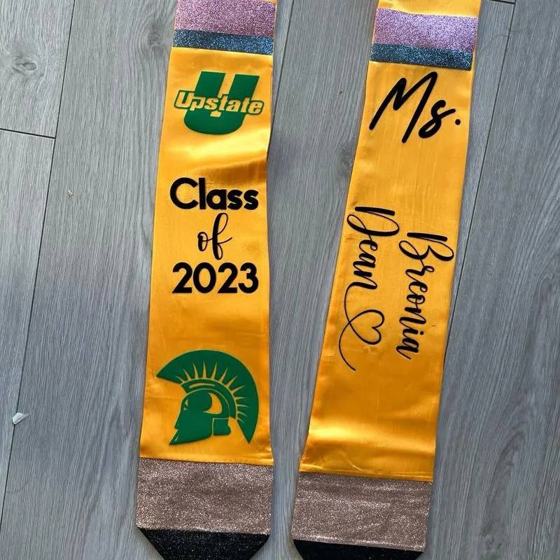 Custom Pencil Glitter Graduation Stoles