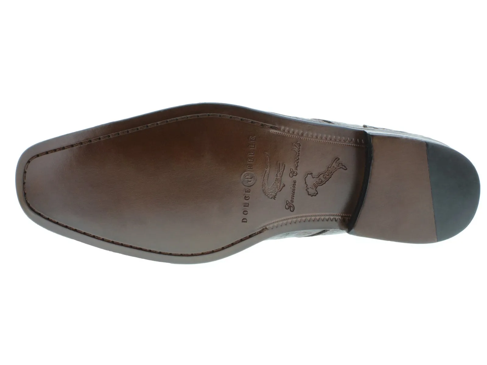 Dolce Pelle - Men's Brown Full Genuine Crocodile Derby Shoes Semi Brogues