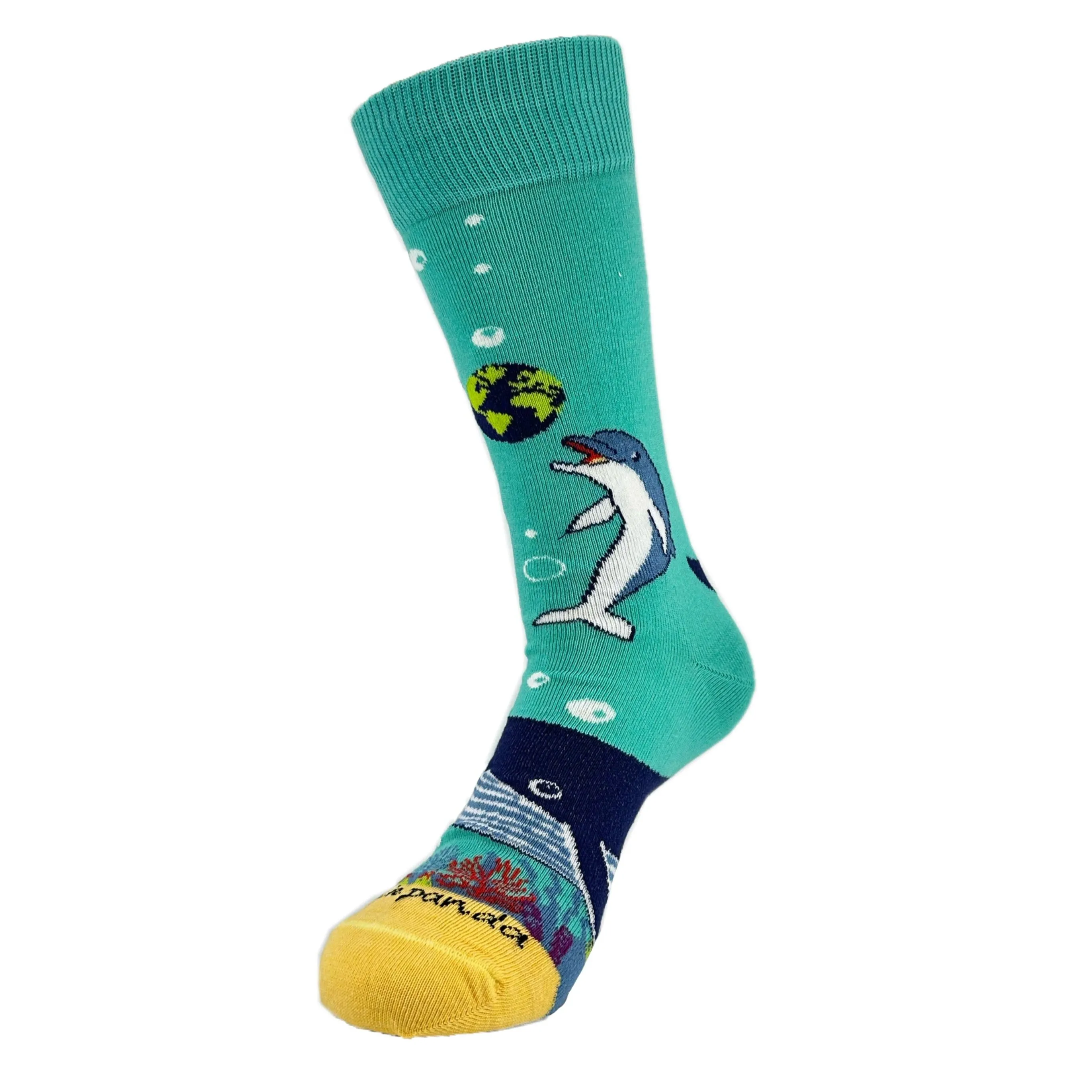 Dolphins and the Earth Socks from the Sock Panda (Adult Medium - Women's Shoe Sizes 5-10)