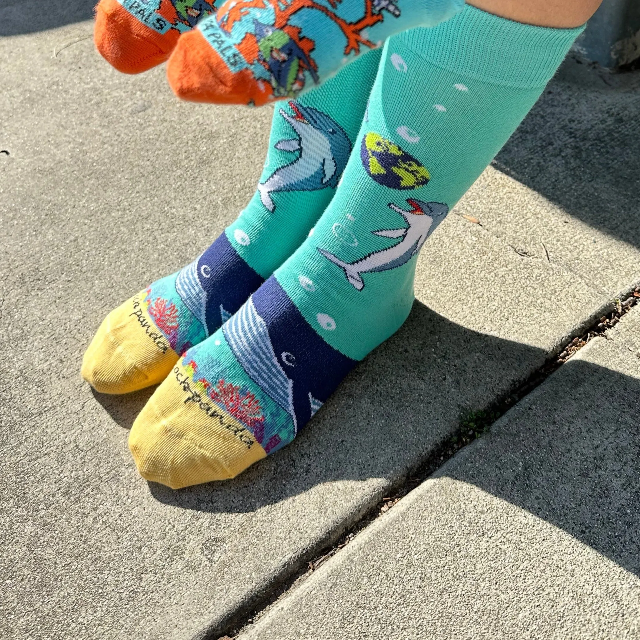 Dolphins and the Earth Socks from the Sock Panda (Adult Medium - Women's Shoe Sizes 5-10)