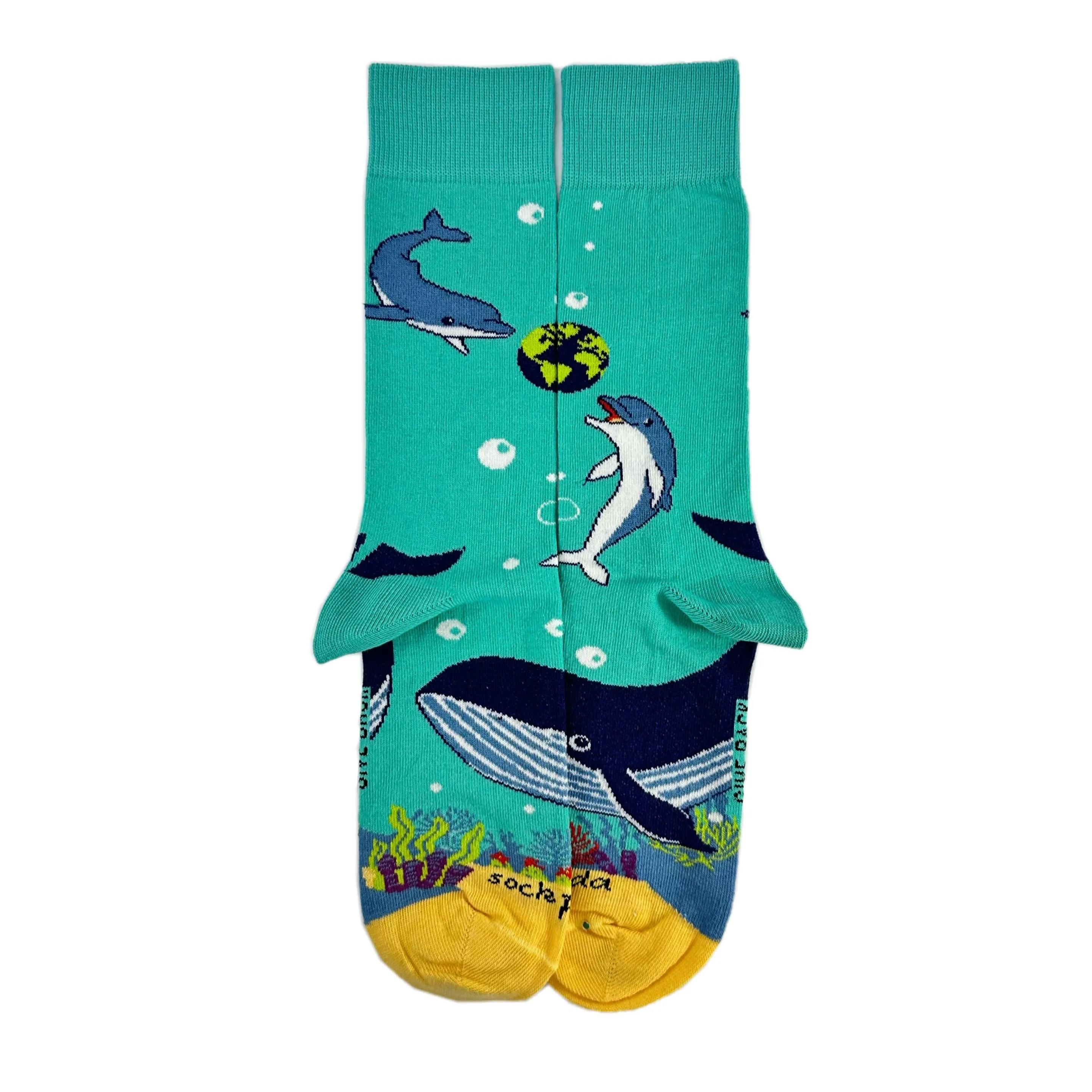 Dolphins and the Earth Socks from the Sock Panda (Adult Medium - Women's Shoe Sizes 5-10)