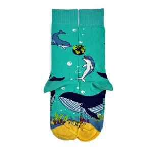 Dolphins and the Earth Socks from the Sock Panda (Adult Medium - Women's Shoe Sizes 5-10)