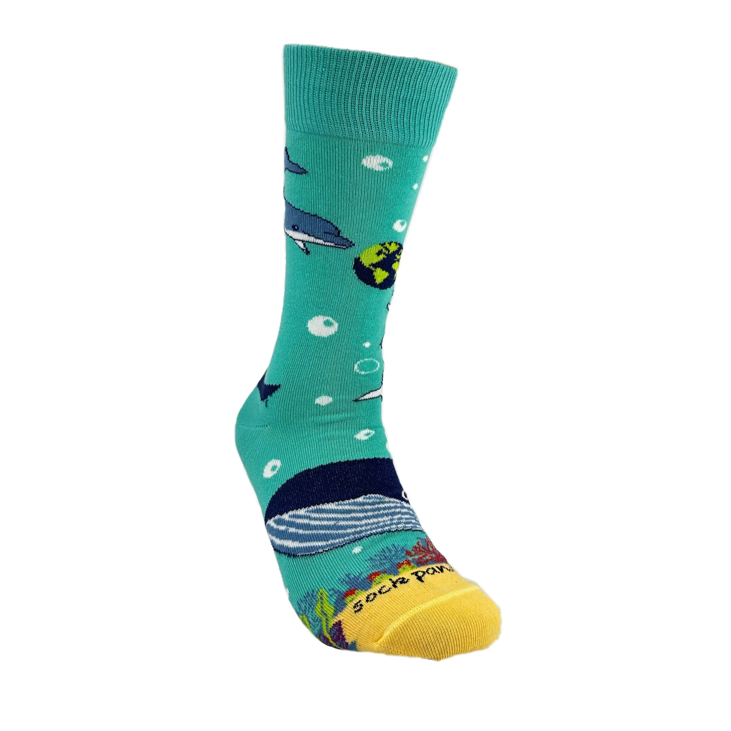 Dolphins and the Earth Socks from the Sock Panda (Adult Medium - Women's Shoe Sizes 5-10)