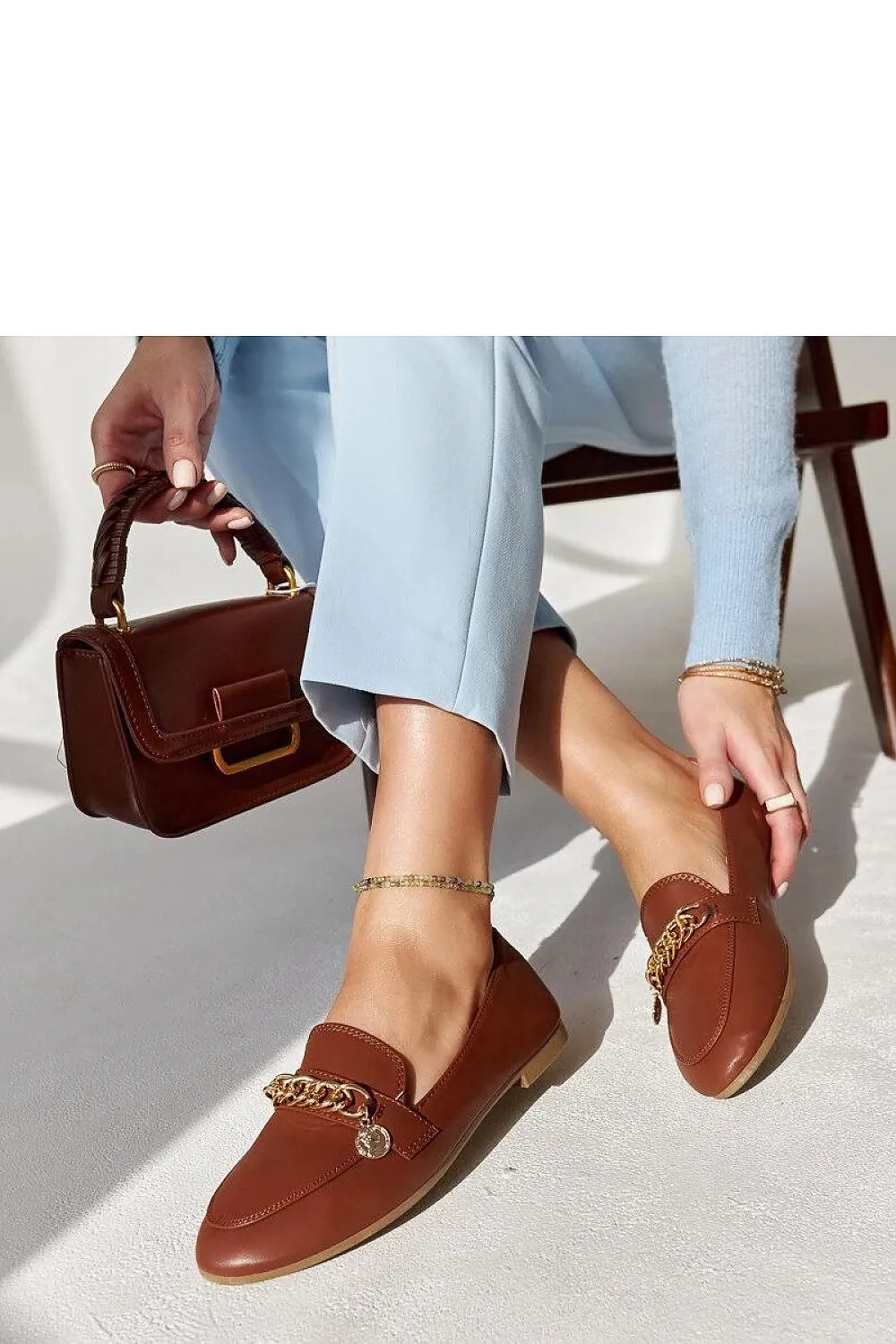 Elegant navy-blue moccasins